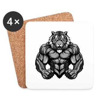 Musculation Tiger Muscles - Dessous de verre (lot de 4) - blanc - Devant
