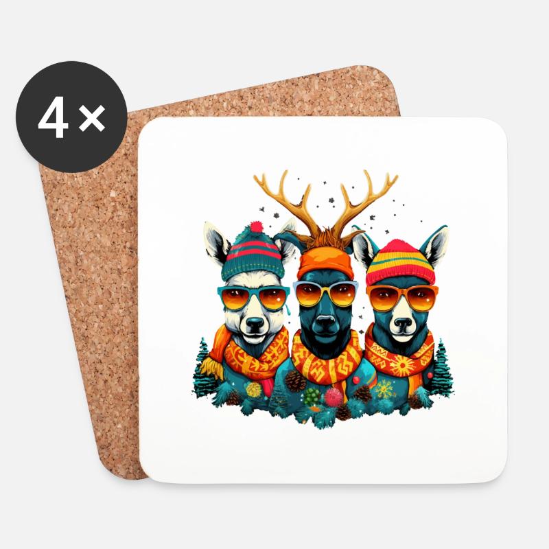 Merry Christmas Ugly - Untersetzer (4er-Set) - Weiß