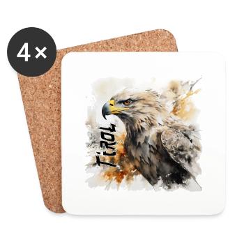 Tirol T-Shirt Tiroler Adler Steinadler - Untersetzer (4er-Set) - Weiß - Vorne