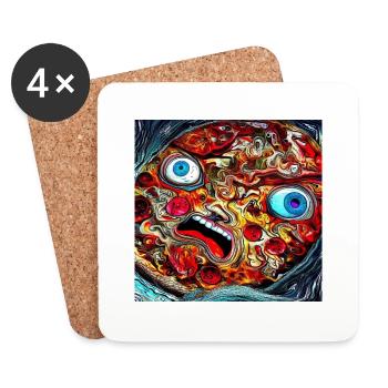 Pizza Japanese Japan - Coasters (set of 4) - white - Front