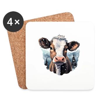 Beef in the snow - Coasters (set of 4) - white - Front