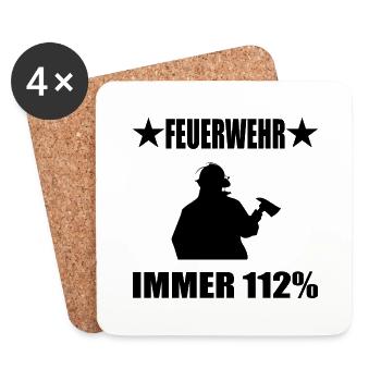 Feuerwehr - Untersetzer (4er-Set) - Weiß - Vorne