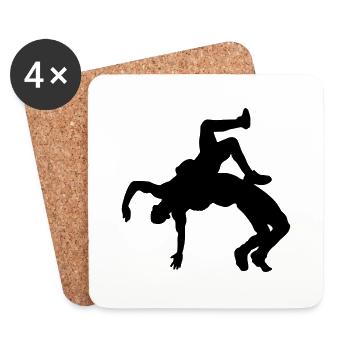 Wrestling Silhouette - Coasters (set of 4) - white - Front