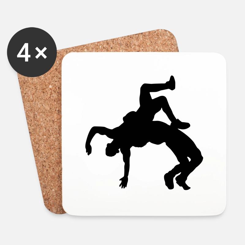 ringen silhouette - Untersetzer (4er-Set) - Weiß