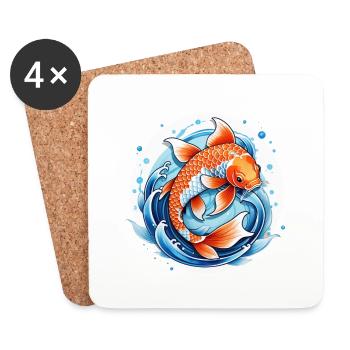 Koi Carp - Japanese Fish - Coasters (set of 4) - white - Front