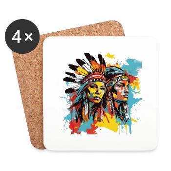 Native American Design Native American Woman - Coasters (set of 4) - white - Front