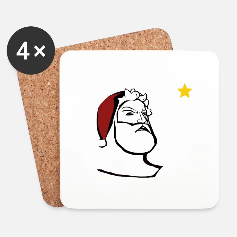 Weihnachtsmann - Untersetzer (4er-Set) - Weiß