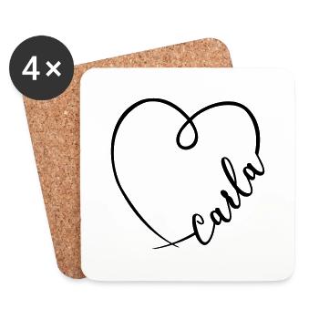 Carla Name Kalligrafie Herz - Untersetzer (4er-Set) - Weiß - Vorne
