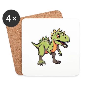 Cartoon Dinosaur - Coasters (set of 4) - white - Front