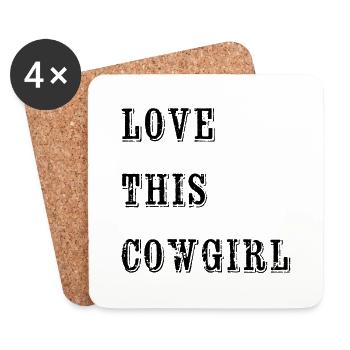 Cowboy, Valentinstag, Partnerlook, passendes Paar - Untersetzer (4er-Set) - Weiß - Vorne