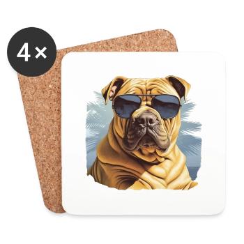 Chinese Shar Pei - Coasters (set of 4) - white - Front