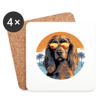 Cocker Épagneul 2 - Dessous de verre (lot de 4) - blanc - Devant