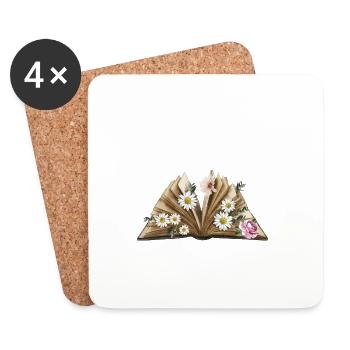 i Closed My Book To Be here Reading Bookworm Gift - Dessous de verre (lot de 4) - blanc - Devant