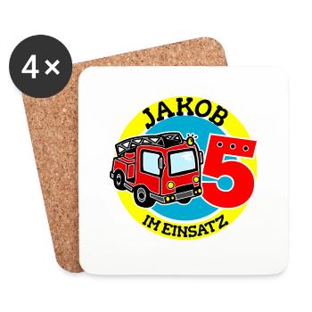 Name Jakob 5. Geburtstag Personalisiert - Untersetzer (4er-Set) - Weiß - Vorne