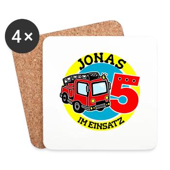 Name Jonas 5. Geburtstag Personalisiert - Untersetzer (4er-Set) - Weiß - Vorne