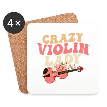 Crazy Violin Lady Violinist Orchestra - Untersetzer (4er-Set) - Weiß - Vorne