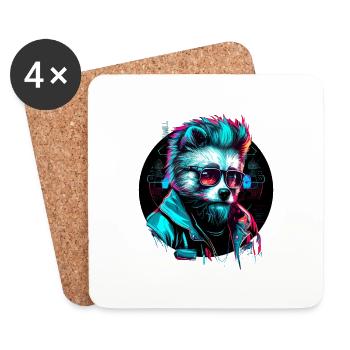 Cyber panda - Coasters (set of 4) - white - Front