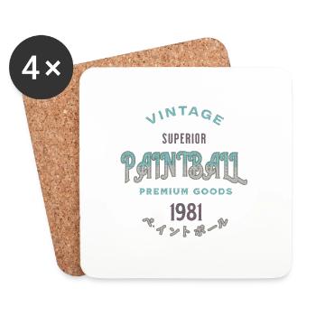 Paintball vintage depuis 1981, produits haut de gamme - Dessous de verre (lot de 4) - blanc - Devant