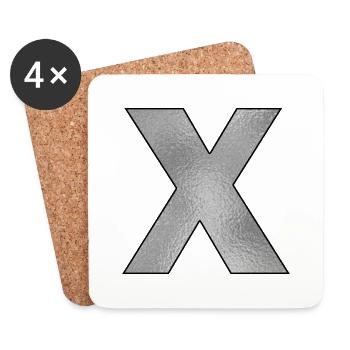 Buchstabe X Silber - Untersetzer (4er-Set) - Weiß - Vorne