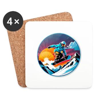 snowboard neige et ski - Dessous de verre (lot de 4) - blanc - Devant