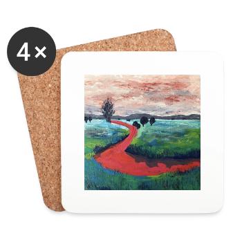 roter Flussverlauf - Untersetzer (4er-Set) - Weiß - Vorne