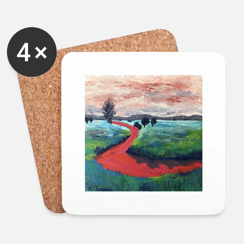 roter Flussverlauf - Untersetzer (4er-Set) - Weiß