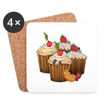 Gâteaux - Dessous de verre (lot de 4) - blanc - Devant