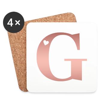 Buchstabe G Roségold - Untersetzer (4er-Set) - Weiß - Vorne