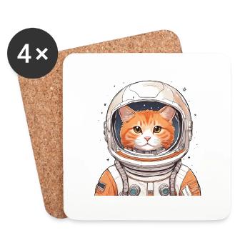 Astronaut Cat - Coasters (set of 4) - white - Front