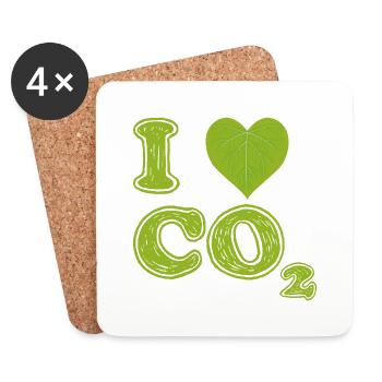 Ich liebe CO2 - Untersetzer (4er-Set) - Weiß - Vorne