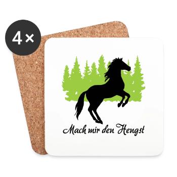 "Mach mir den Hengst: Stolze Männlichkeit" - Untersetzer (4er-Set) - Weiß - Vorne