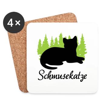 "Schmusekatze: Entspannung pur" - Untersetzer (4er-Set) - Weiß - Vorne