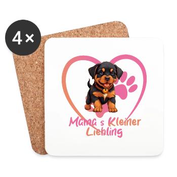 Hund Welpe Mamas kleiner Liebling Rottweiler - Untersetzer (4er-Set) - Weiß - Vorne