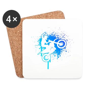 Supermoto Dirt Bike Freestyle Motocross Dirtbike - Coasters (set of 4) - white - Front