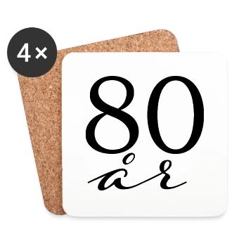 80 ans - Dessous de verre (lot de 4) - blanc - Devant