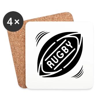 Rugby ist das Leben - J'aime le rugby, Rugbyspieler - Untersetzer (4er-Set) - Weiß - Vorne