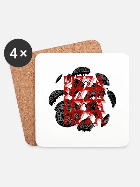 PIZZA - Untersetzer (4er-Set) - Weiß
