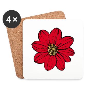 Flower Red Red Flower Flowers Gift - Coasters (set of 4) - white - Front