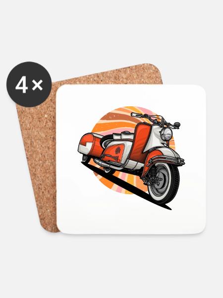 Scooter Illustration - Untersetzer (4er-Set) - Weiß