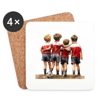 Four friends playing football - Coasters (set of 4) - white - Front