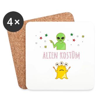 Costume D’Extraterrestre, Costume, Alien, Carnaval - Dessous de verre (lot de 4) - blanc - Devant