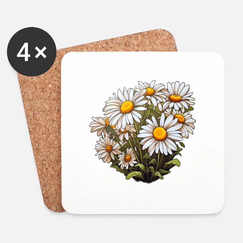 Gänseblümchen - Untersetzer (4er-Set) - Weiß
