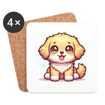Digital illustration of cute extra kawaii Golden - Coasters (set of 4) - white - Front