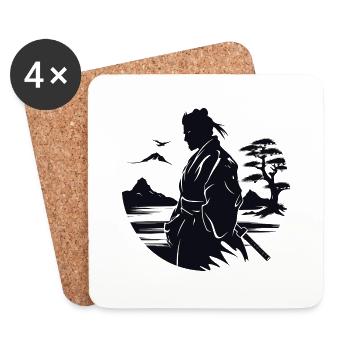 Samouraï zen - Dessous de verre (lot de 4) - blanc - Devant