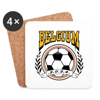 Belgique Rétro College Look Style Football - Dessous de verre (lot de 4) - blanc - Devant