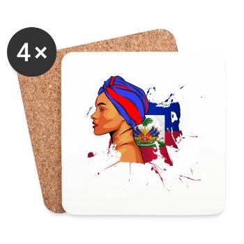 Haïti Drapeau Haïtien Femme Princesse I Cadeau - Dessous de verre (lot de 4) - blanc - Devant