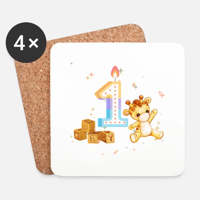 1. Geburtstag Baby - Untersetzer (4er-Set) - Weiß