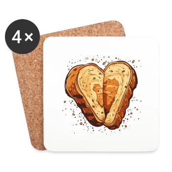 Brotherz Liebe Bäcker Sauerteig Backen Küche Toast - Untersetzer (4er-Set) - Weiß - Vorne