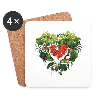 Monstera Plants Leaf Heart Garden Variegata Leaf - Coasters (set of 4) - white - Front