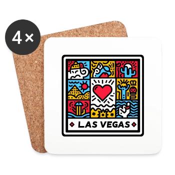 Las Vegas Pop art - Dessous de verre (lot de 4) - blanc - Devant